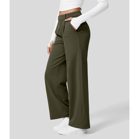 Halara Pants - NWT Halara High Waisted Button Multiple Pockets Straight Leg Casual Pants M Tall